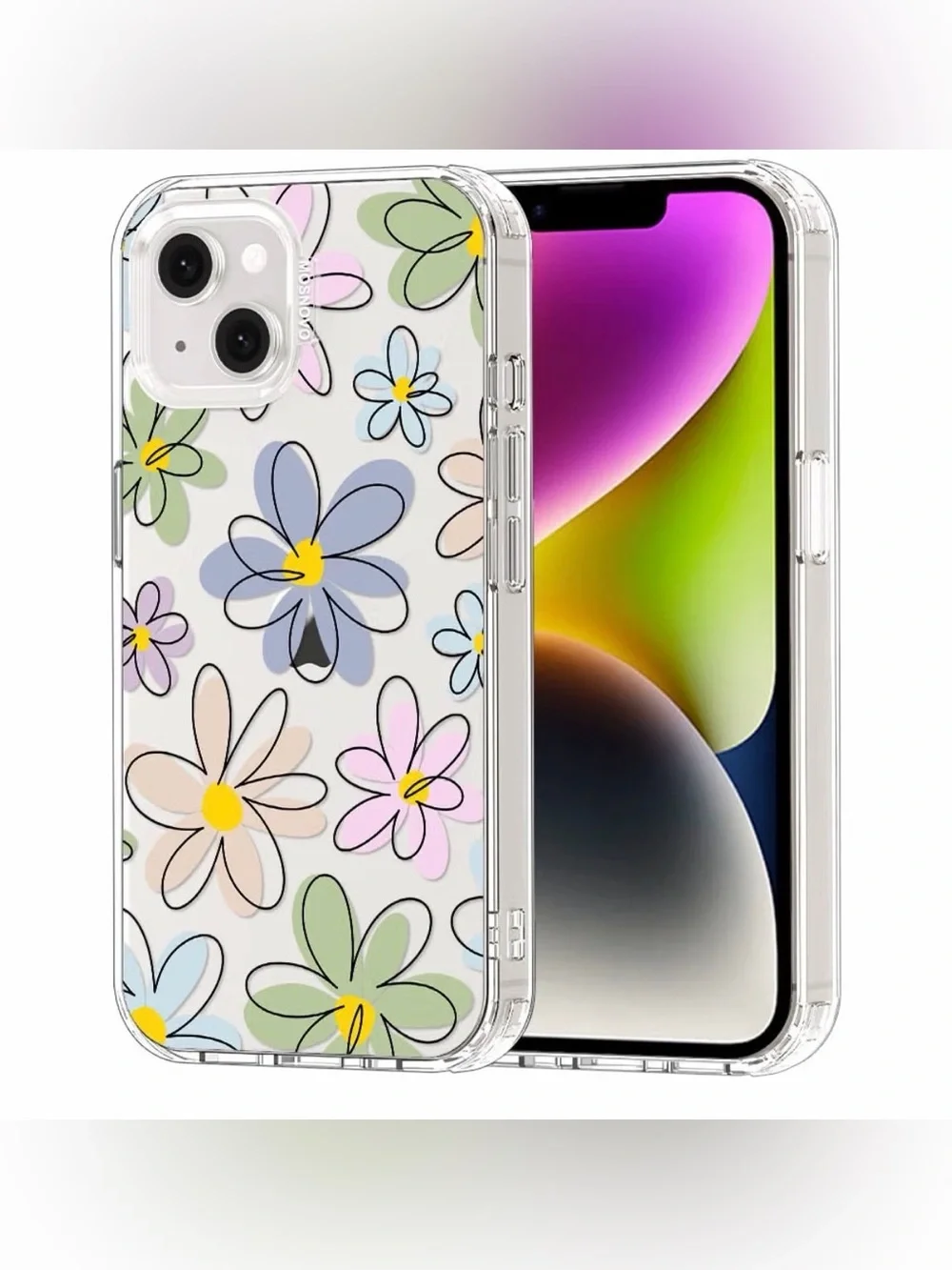 Floral Clear Phone Case for iPhone - Pastel Multicolor